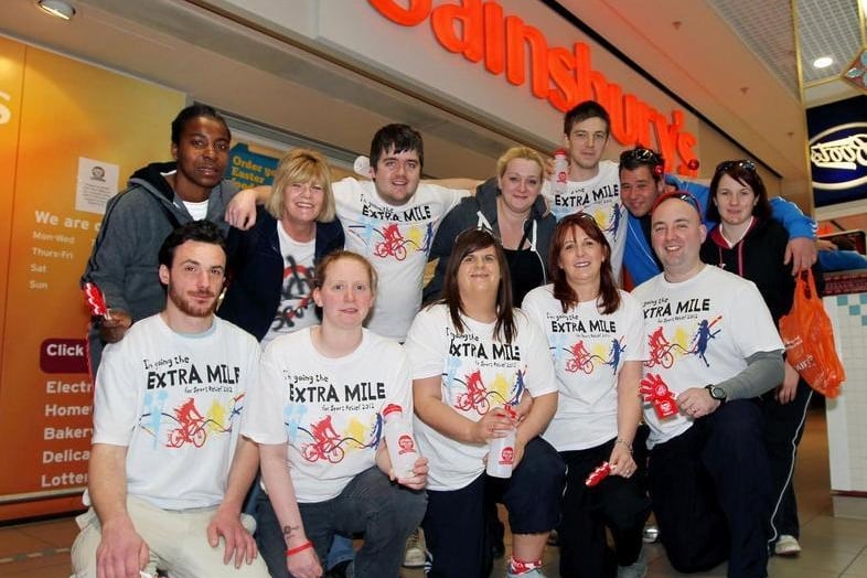 More than 30 Sainsbury's staff set off to walk seven miles to Stoke Bruerne for Sport Relief in 2012.