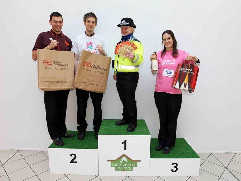 Nathan Austin, supervisor and Jono Abrams, bakery manager from Sainsburys, won second place prizes at a volleyball competition in 2012. PCSO Rachael Barber bagged first place prizes for the police and Michelle Langston, from Boots, got third.