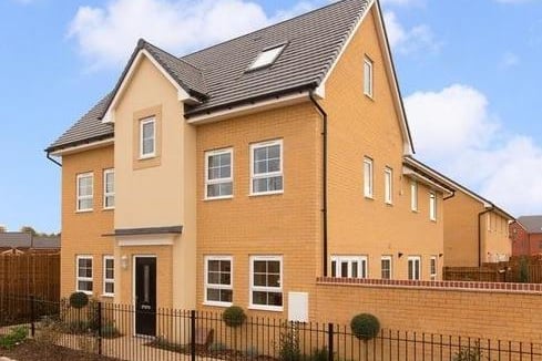 This four bedroom home contains an open kitchen plan, two double bedrooms, a private rear garden and lounge area. The home is on the market at Barratt Homes.