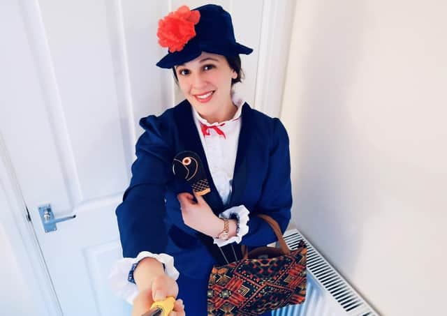 Miss Bridges as Mary Poppins for World Book Day at Sir William Robertson Academy. EMN-210603-172047001