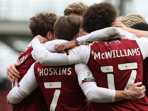 ALL TOGETHER: Cobblers made it back-to-back wins for the first time this season on Saturday. Pictures: Pete Norton.