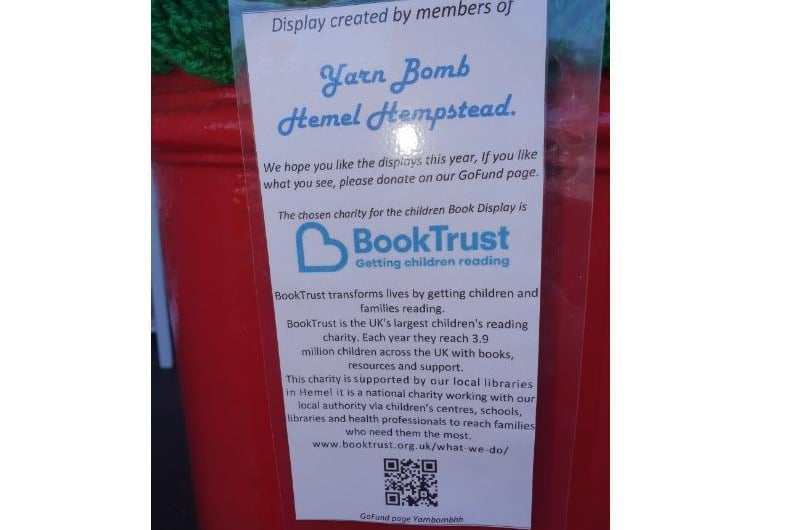 Yarn Bomb Hemel Hempstead is raising money for BookTrust