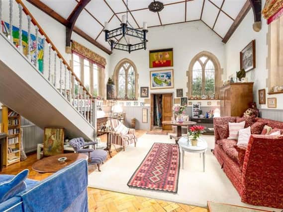 This Mill Lane Chapel conversion, which boasts 32-foot high ceiling in its gallery of a living room is now on the market in Lower Heyford