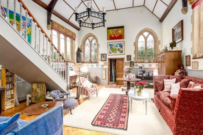 Another view of the living room gallery inside the chapel conversion in Lower Heyford (Image from Rightmove)
