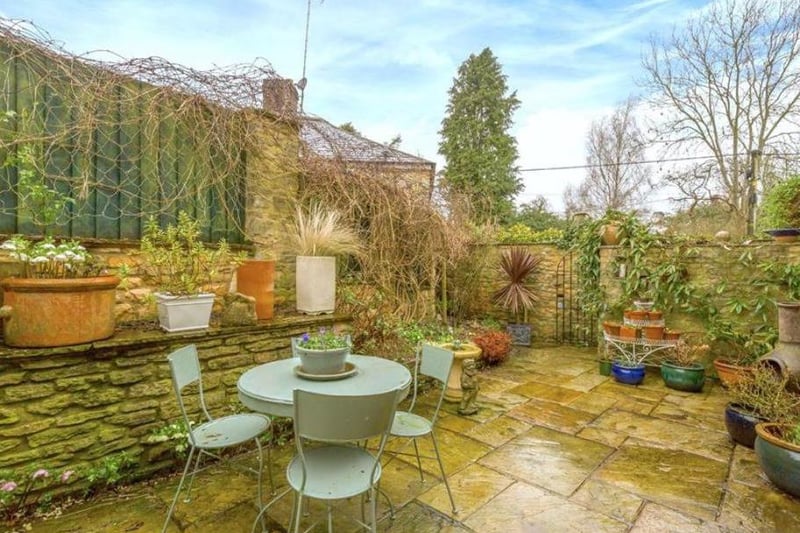 The walled garden at the chapel conversion home in Lower Heyford (Image from Rightmove)