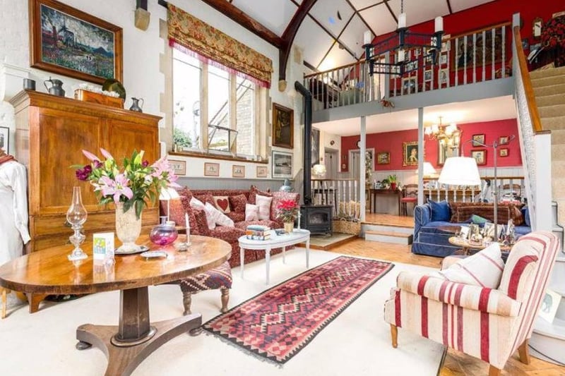 Living room gallery view inside the chapel conversion in Mill Lane, Lower Heyford (Image from Rightmove)