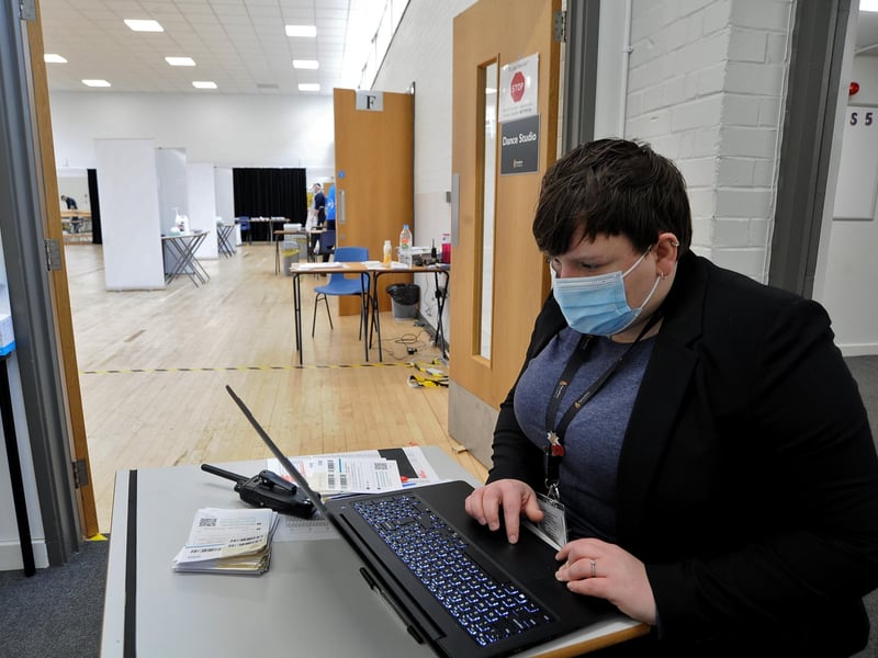 Inside Nene Park Academy's Covid-19 testing facility.