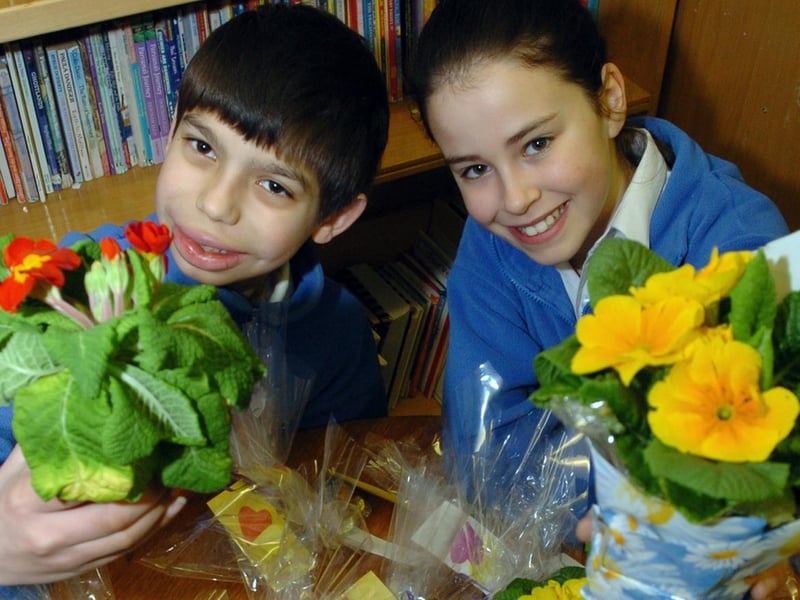 Kettering St Mary's School Mother's Day stall: l-r Arran France, 11 and Audrey Corben, 11: March 2006...