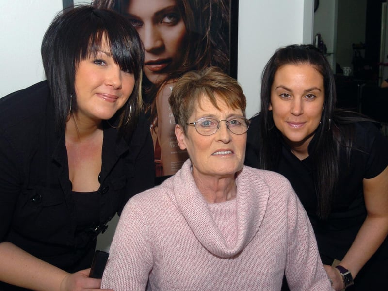 Corby Chelles Angels Mother's Day makeover competition winner Nancy Keegans with Michelle Lafitte and Nikki Rush. March 2006