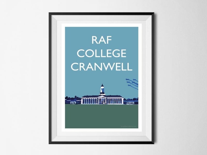 An RAF College Cranwell A4 travel poster style print in blue, priced at £20 by QuMooDesign. A lovely gift for anyone as a birthday, wedding or anniversary present for anyone with any connection to RAF College Cranwell.
To order go to: https://www.etsy.com/uk/listing/811038425/raf-college-cranwell-sleaford EMN-211203-174443001