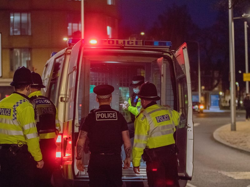 Police clash with demonstrators at Valley Gardens in Brighton