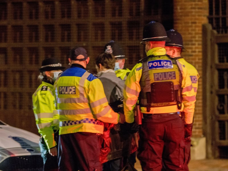 Police clash with demonstrators at Valley Gardens in Brighton