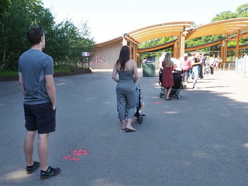 Visitors safely queueing for tickets to ZSL Whipsnade Zoo (C) ZSL