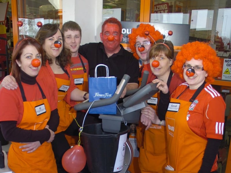 Staff at B&Q, on the outskirts of Boston, raised funds through pedalling an exercise bike and running on a treadmill. Pictured (frm left) are AJ Sidwells, Tracy Rose, Adam Abell, Steve Childs (senior) Steve Childs (junior), Rachel Whyler, and Sarah Childs.