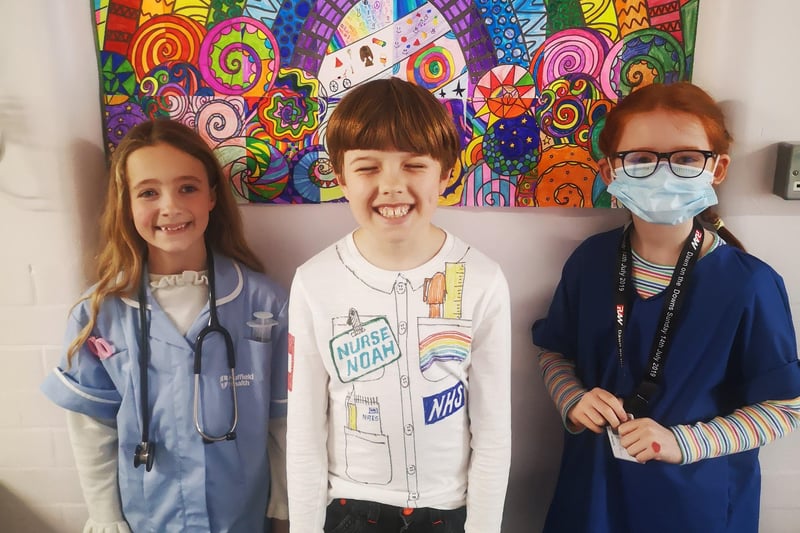 Children created an amazing rainbow mural to show their support