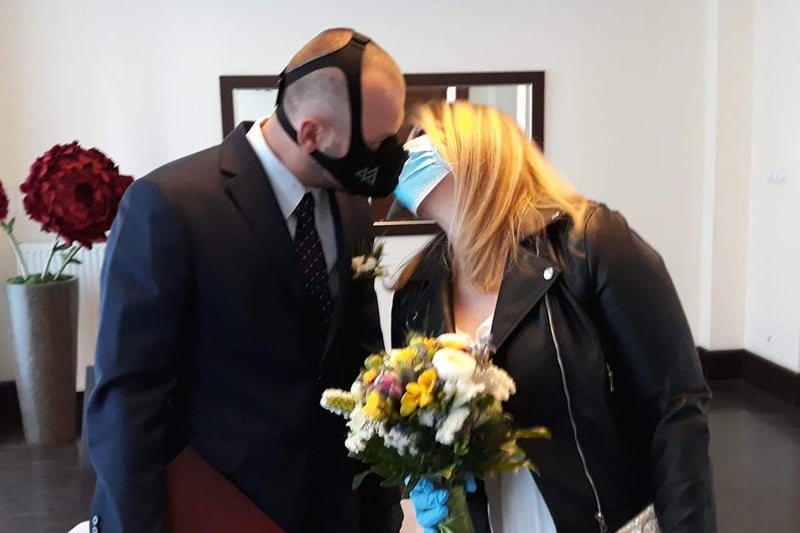 Wearing masks has become common place for many. Anna Whiteside sent in this picture from her sister's wedding last year