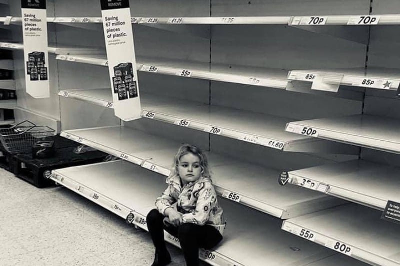 The country briefly went a little crazy at the start of the pandemic, with panic buying resulting in shelves stripped of certain products. Michelle Molloy shared this photo with the caption: "The day my 5 year old realised how selfish the world can be. Taken at Tesco Littlehampton days before the first lockdown."