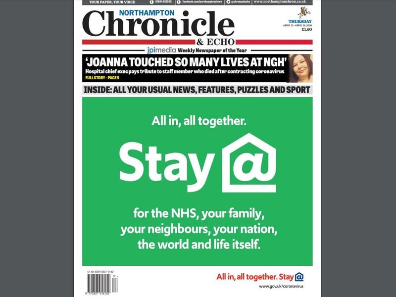 The message was clear in the April 23 edition of the Chron. The Government paid for advertising in local newspapers across the country to deliver the Stay At Home message.