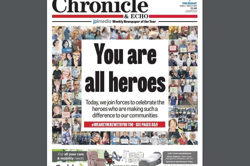 The Chron's front page on April 9 looked to celebrate some of the many people who had been making a difference in our communities during the first few weeks of lockdown.
