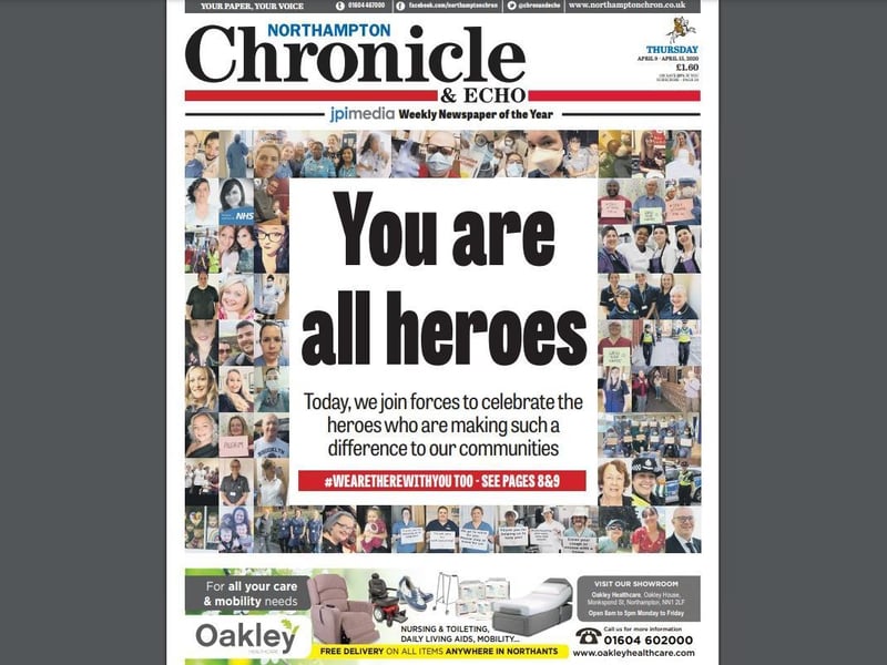 The Chron's front page on April 9 looked to celebrate some of the many people who had been making a difference in our communities during the first few weeks of lockdown.