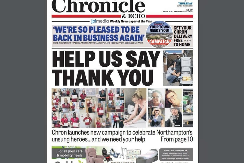 On June 4, the Chron launched a campaign to say thank you to the many people who had gone above and beyond during the pandemic to help others.