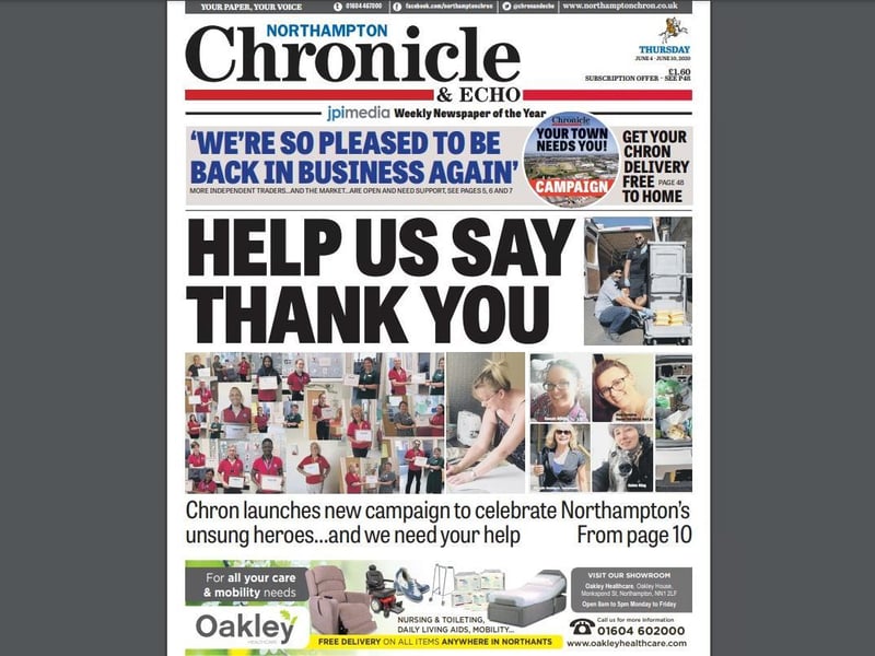 On June 4, the Chron launched a campaign to say thank you to the many people who had gone above and beyond during the pandemic to help others.