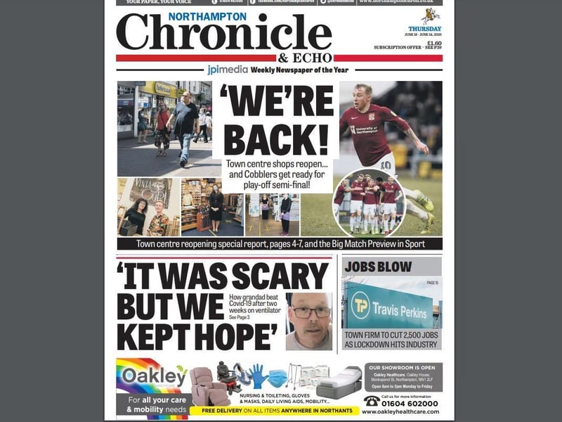 The June 18 front page continued the theme of reopening and featured the return of the Cobblers
