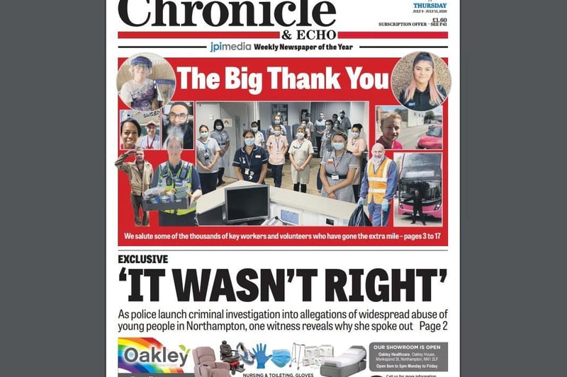 Our front page on July 9 highlighted The Big Thank You - pages and pages inside of people you, our readers, wanted to thank for their efforts. It was an incredible read and captured the feeling of gratitude we all had.