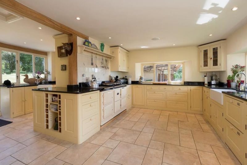 The spacious kitchen at the Long Barn House in Lower Brailes (Image from Rightmove)
