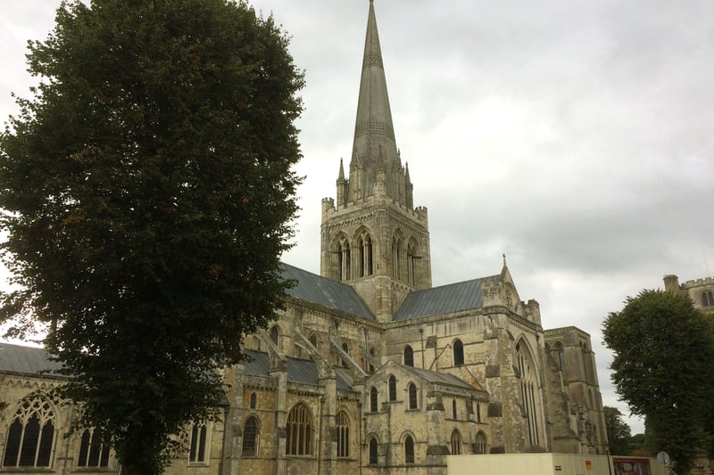 The second most common place people arrived from was Chichester, with 1,121 arrivals in the year to June 2019. Pictured is Chichester Cathedral