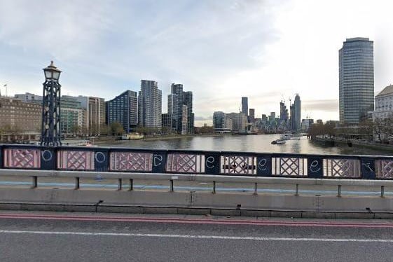 The fifth most common place people arrived in the area from was Lambeth, with 379 arrivals in the year to June 2019.
 Pictured is Lambeth Bridge. Google Streetview