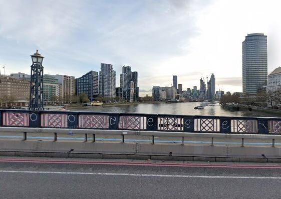 The fifth most common place people arrived in the area from was Lambeth, with 379 arrivals in the year to June 2019.
 Pictured is Lambeth Bridge. Google Streetview