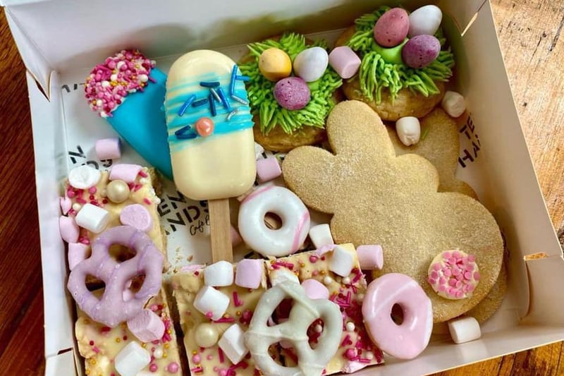 The Ten Hands Cafe Bar in Towcester is offering this beautiful Easter Sharing Box containing cakesicles, bunny shortbreads, cookie nests, white chocolate rocky road bites, party rings, dipped pretzels and marshmallows. All of this for the price of £12.95. They are available to pre-order now for collection from Friday, April 2. Call 01327 351010 for more information.