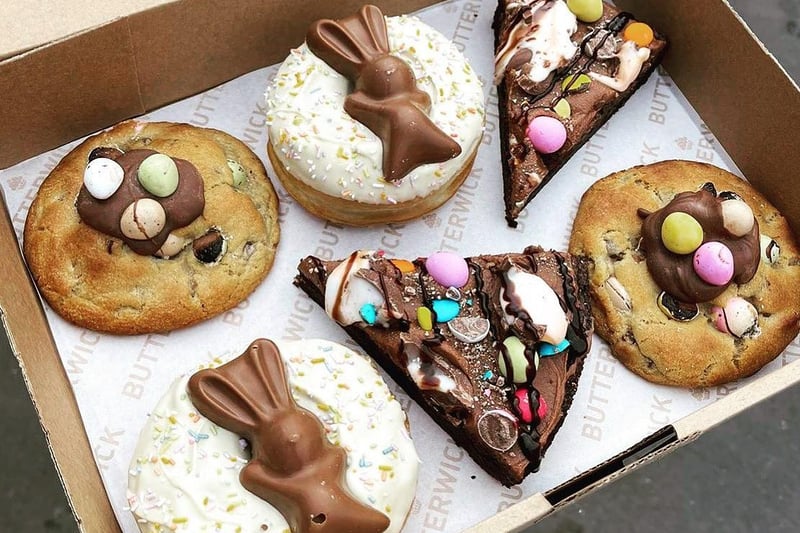 Butterwick Bakery - in Corby - are selling these ultimate Easter boxes for £20, which include two caramel filled Mini egg cookies, two Creme egg Mini egg chocolate brownies and two white chocolate dipped malteser bunny doughnuts.