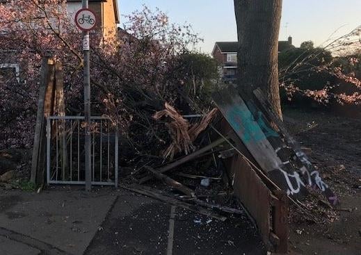 The crash caused damage to a hedge and fencing .