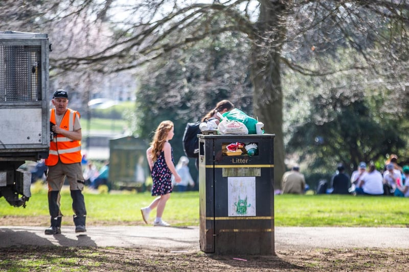 And finally, while it is great to enjoy the green spaces, please take your rubbish home if bins are full. Photo: Kirsty Edmonds.