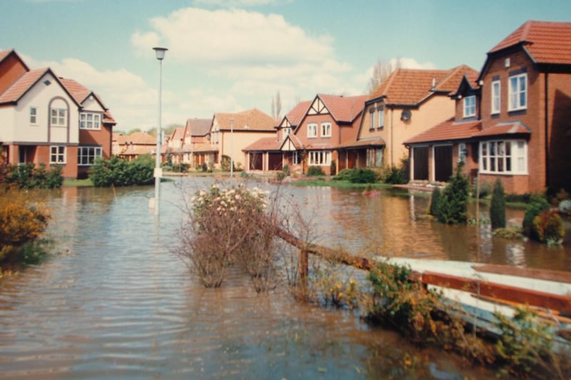 Flooded streets in Peterborough saw hundreds of properties affected in Easter 1998.