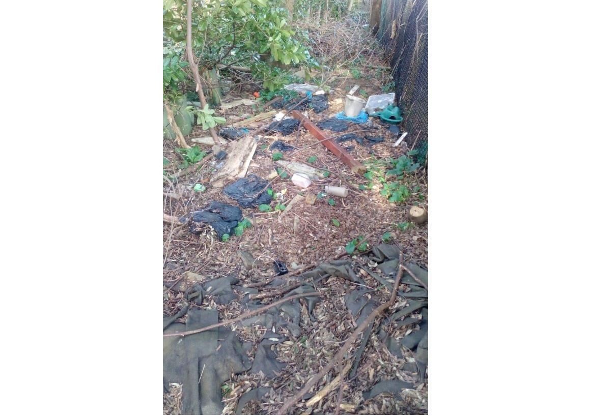 Rubbish fly-tipped in Muskham woods.