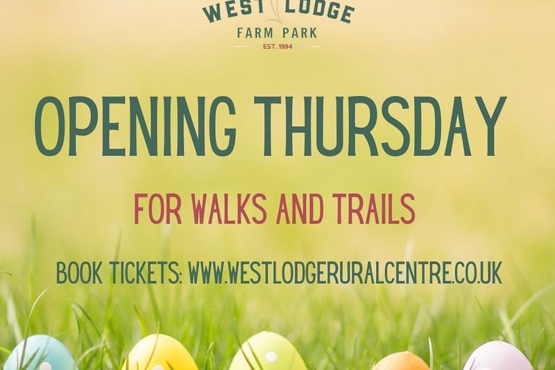 West Lodge Farm Park is opening their walks and trails from April 1 until April 11. There are over 5km of walks for you to choose from including a special Easter trail they created this year for visitors to enjoy. Whilst on the trail, visitors will be able to see the new baby lambs in the paddocks and cattle in the fields.