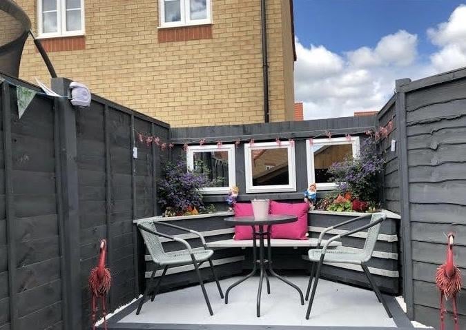 The seating area was completely transformed by the makeover project.