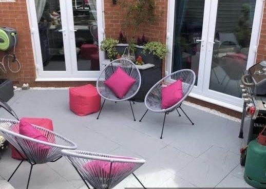 The patio area has been transformed.