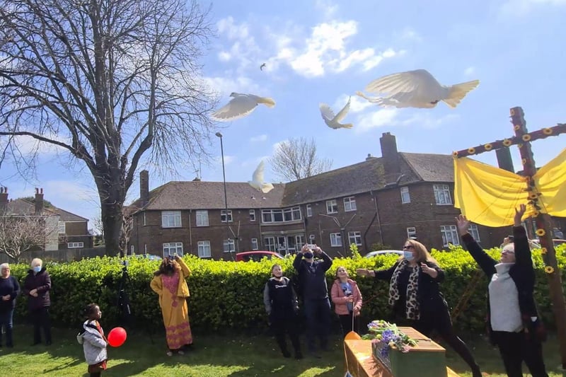 The doves release at Southwick Christian Community Church on Easter Sunday. Picture: Adam Hamilton
