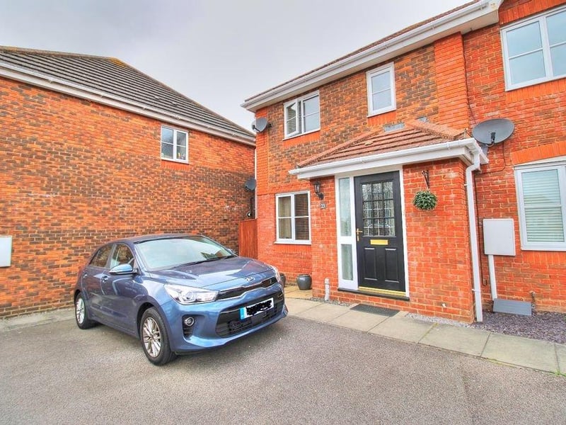 Swale Close, Stone Cross, Pevensey. Three-bedroom, semi-detached, end-of-terrace house with conservatory on the Redrow Development. Guide price: £299,950. Photograph: Zoopla.