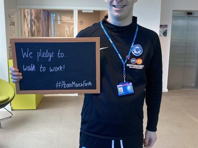 Peterborough United press officer Phil Adlam who walked to work