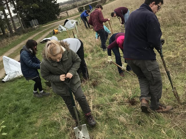 Charity PECT planting trees at Sacrewell Farm