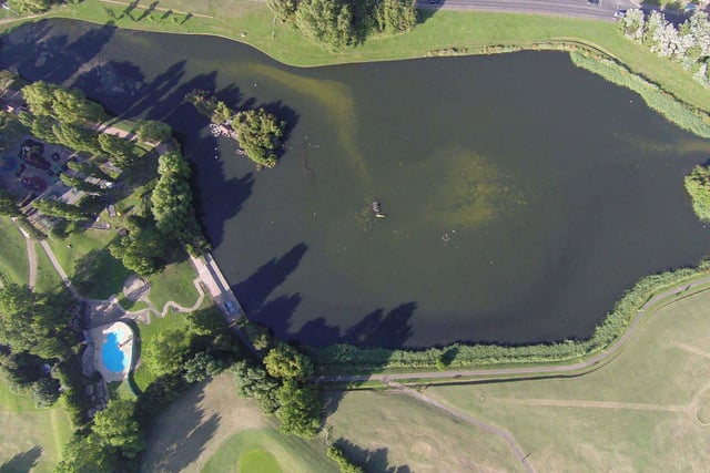 An aerial view of Brooklands Lake in East Worthing prior to the major renovation works