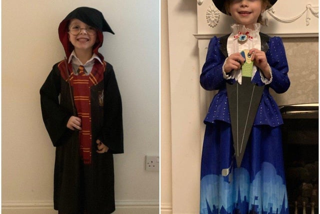 Skye, 6 as Mary Poppins and Mason, 5 as Harry Potter both attend English Martyrs Primary School