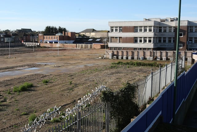 After buildings had been demolished at the Teville Gate site, Worthing, with the former office block Teville Gate House still standing in the background. Photo by Derek Martin Photography.