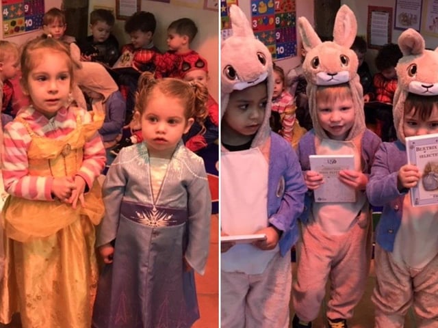 Pupils at the Barn Pre-School dressing up as their favourite characters