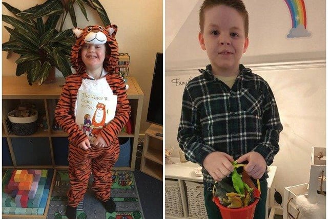 Dylan , 7 as the Tiger from The Tiger who came to tea, attends Palatine and 
Charlie Louis, 7. from The Laurels Primary  as Harry from Harry and his bucket full of dinosaurs